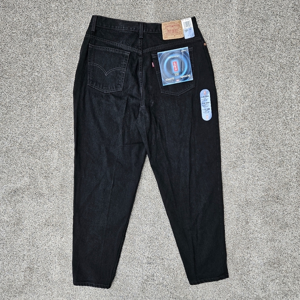 Vintage 90s Levis 550 Womens Jeans Black Tapered Leg Deadstock NWT Size 16 Short